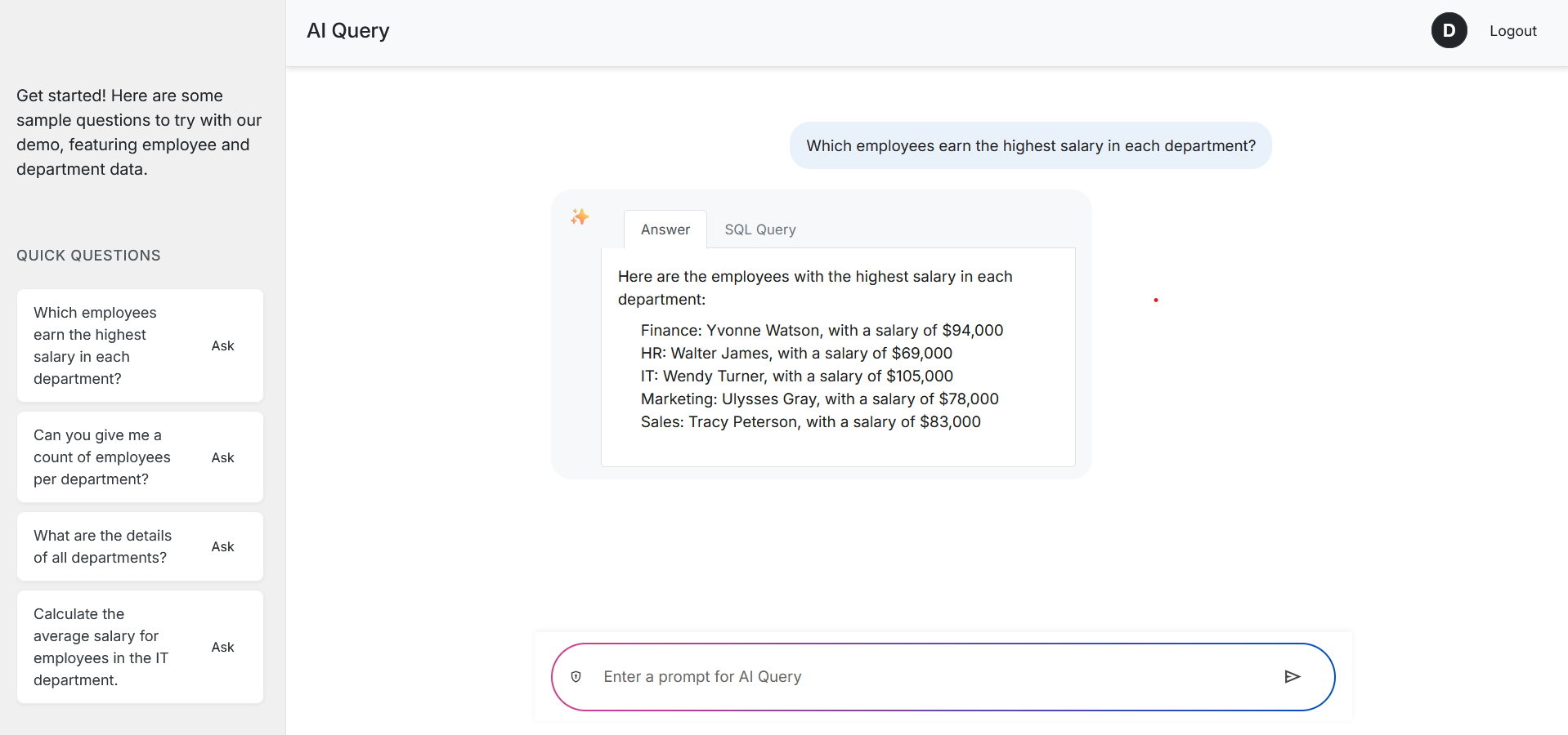 AI-Query Screenshot